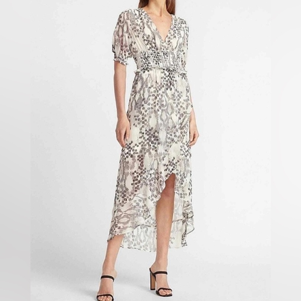 Express Flowy High-Low Animal Print Dress NWT